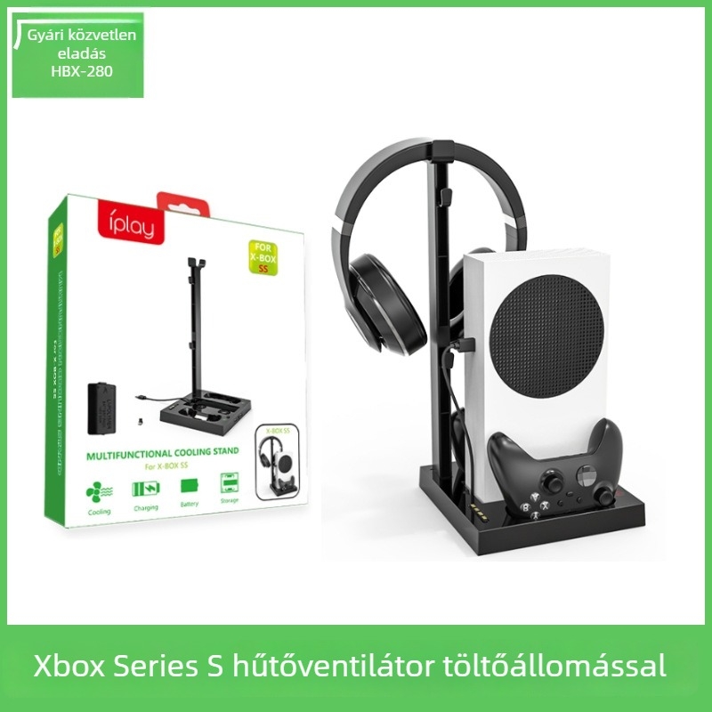 ipega X Series S többfunkciós hűtőbázis Xbox Series S-hez fejhallgató-tárolóval és kettős akkumulátor/kontroller töltőállvánnyal