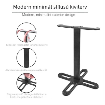 Asztali fejhallgató tartó, alumínium ötvözetből, modell T-1250, tömege 75 g, leválasztható dizájn