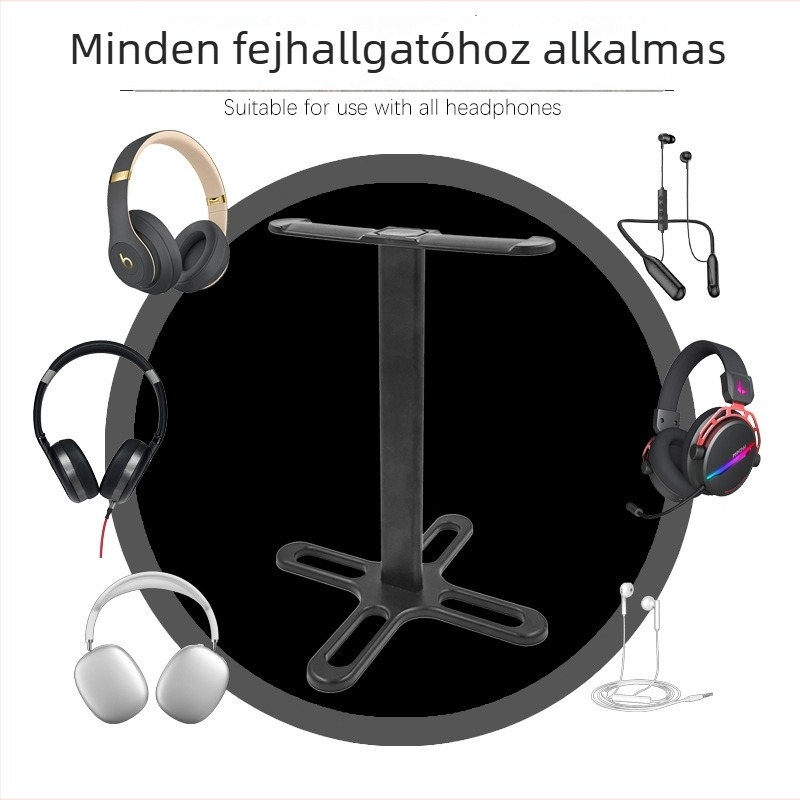 Asztali fejhallgató tartó, alumínium ötvözetből, modell T-1250, tömege 75 g, leválasztható dizájn