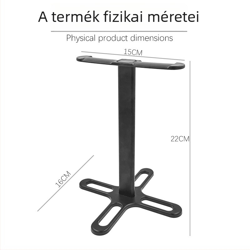 Asztali fejhallgató tartó, alumínium ötvözetből, modell T-1250, tömege 75 g, leválasztható dizájn