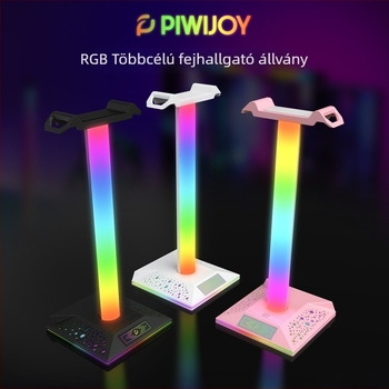 EB05 RGB világító fejhallgatóállvány asztali USB hub, szilikon
