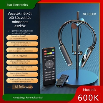Beépített hangkártyás élő közvetítéshez szánt headset, vezeték nélküli Bluetooth, modell 600K, élő adásokhoz, kész magánmárkázáshoz
