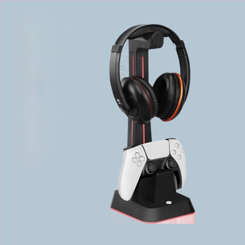 PS5/PS4/XSX/Switch Pro kontrollerek töltőállványa fejhallgató-akasztóval és RGB világítással