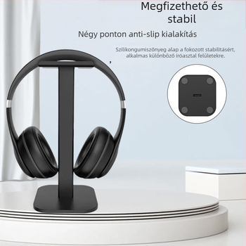 Asztali Bluetooth fejhallgató tartó, Z-13 modell – alumínium‑ötvözet + szilikon, alkalmas asztali használatra, leválasztható tároló, 1 év garancia