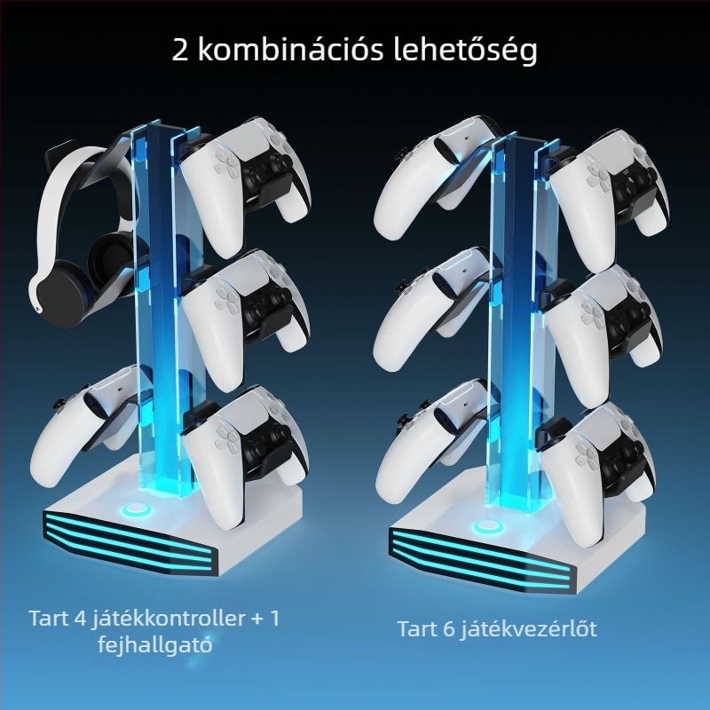 Fejhallgató tartó RGB világítással, USB adatátvitel, tartó és töltési funkció — anyagok: akril és ABS