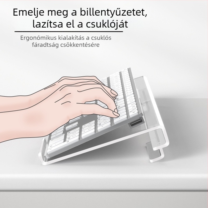 Asztali billentyűzet-tartó, ergonómikus Z-alakú, emelt dőlésszög (Univerzális kompatibilitás, csúszásmentes, modell 240208)