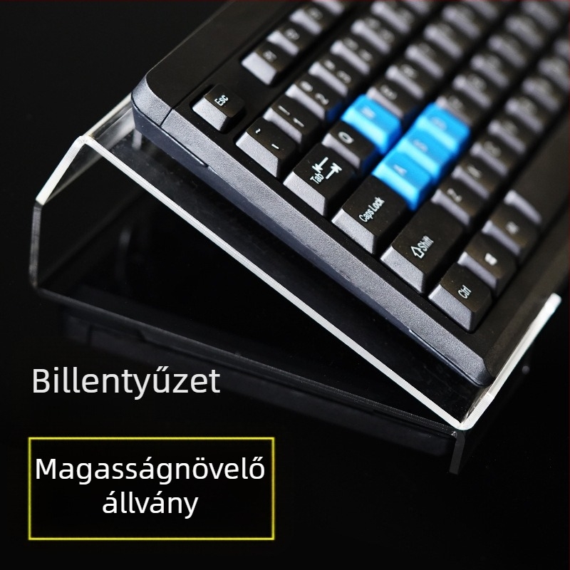 Akril asztali billentyűzettartó, telepítés fúrás nélkül, állítható dőlésszögű tartó, porvédő keret, modell ZZ03 (teljes méretű billentyűzetekhez)
