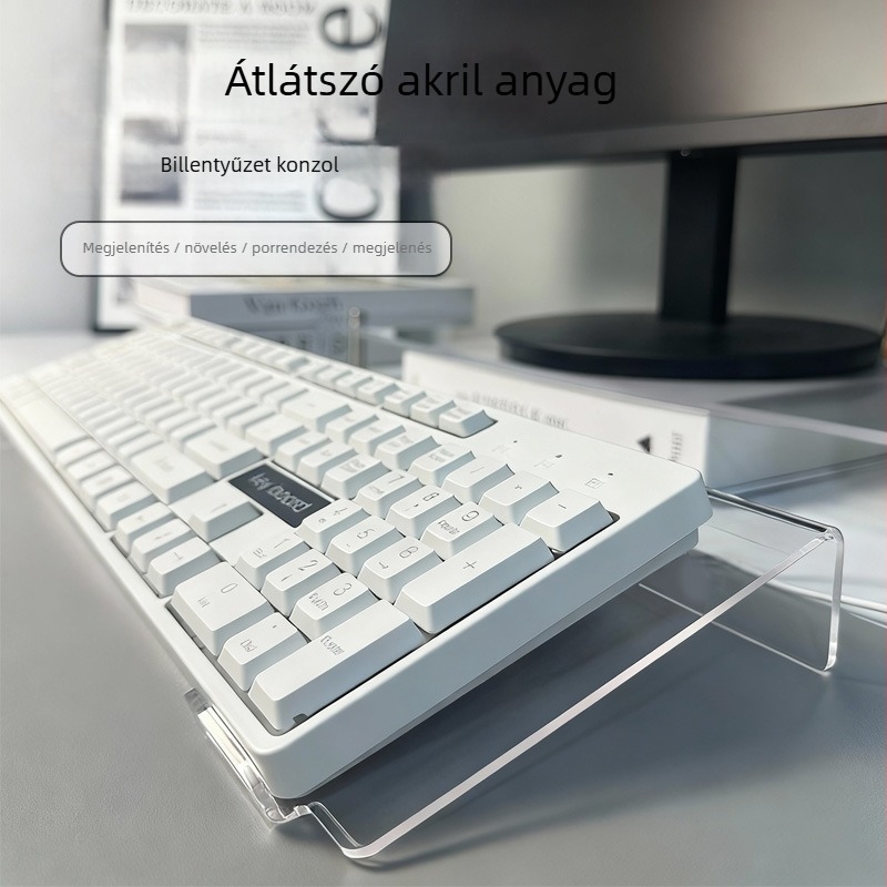 Asztali billentyűzet-tartó 78/108 billentyűs modellekhez, felemeli a billentyűzetet, irodai használat, 280 g