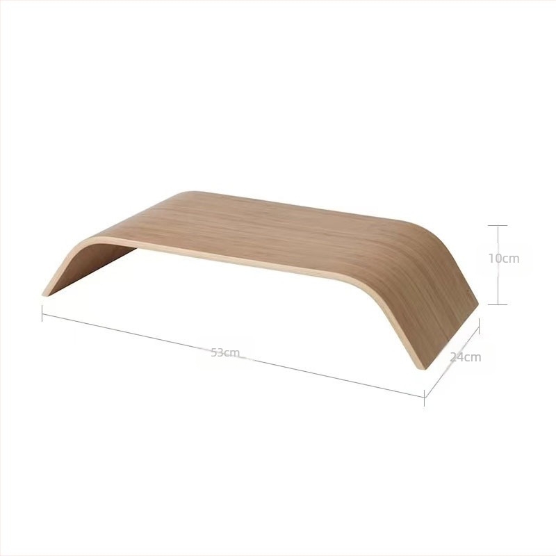 Fából készült LCD-monitor emelő állvány billentyűzet-tárolóval, egyemeletes asztali tartó, modern minimalist stílus