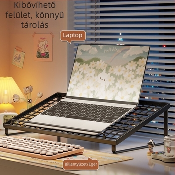 Asztali számítógép-tartó összecsukható, állítható magasságú képernyő-emelő és billentyűzet-tálca