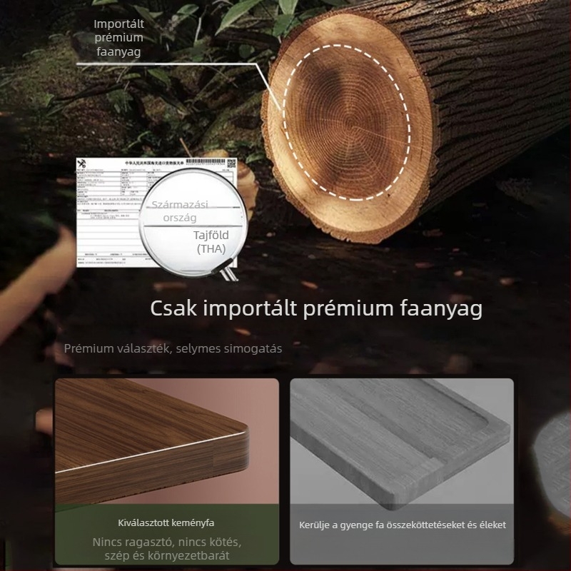 Tömörfa billentyűzet állvány, asztali emelős tartó, íróasztali polc