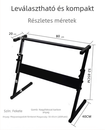 Z-típusú fém elektronikus orgona állvány, 25 mm négyzetcső vázzal, univerzális