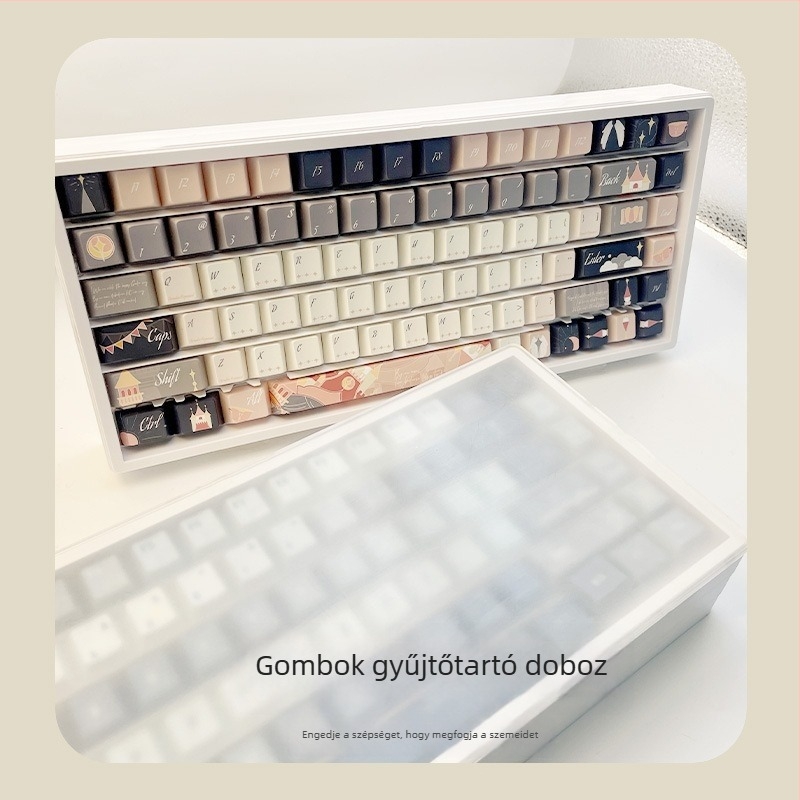 136-OS ABS Keycap tároló doboz — stackable billentyűzet-kiegészítő, keycap-kompatibilis, 0,5 kg, csomagolás: blister + belső doboz + külső kartondoboz