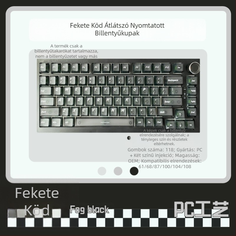 Crack márkájú testreszabható billentyűfedők billentyűzethez – ABS anyag, 3D-s nyomtatás, 68/75/87/98/108 kiosztásokkal kompatibilis, 1 év garancia.