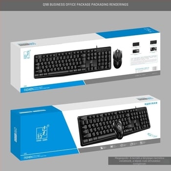 Chasing Leopard Q9B Kábeles billentyűzet és egér készlet USB, 1000 DPI, Ergonomikus, Vízálló, Nyomtatott logó, 1 éves cseregarancia