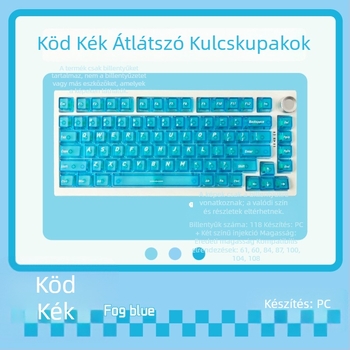 Testreszabható billentyűsapkák mechanikus billentyűzethez, négyszögletesen átlátszó, matt felület; két színű injekciós PC-ABS, 3D nyomtatás, kompatibilis a 68/75/87/98/108 típusú billentyűzetekkel