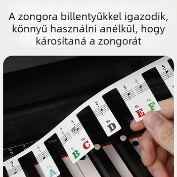 Maner zongora billentyűzet matrica, 88 billentyű, ragasztás nélkül, jelölők öt vonalas kottahoz