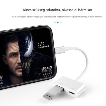 2 az 1-ben Lightning OTG töltőadapter USB-meghajtóval és billentyűzettel Apple készülékekhez