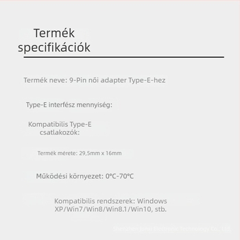 9PIN–ről TYPE-E adapterkártya, Copper core, 1–10Gbps, egy fej