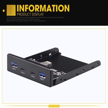 USB hub előlap panel: 19-pin/20-pin Type-C-hez + USB 3.0 adapterkártya bővítés, Skyworth 3510 chip, 5 Gbps, méretek 13.5×10×2.5 cm