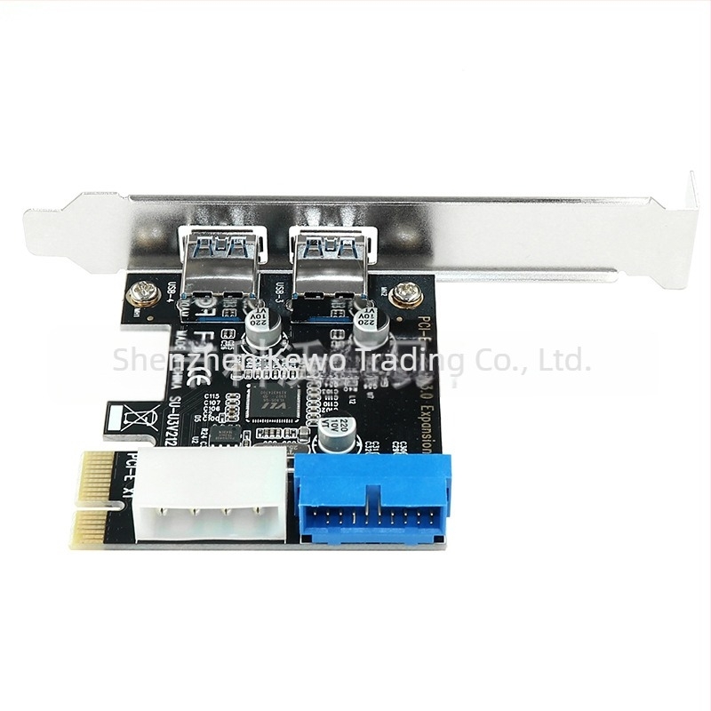 Kovo GNE244 USB 3.0 PCIe bővítő kártya elölről 20-pins USB fejléccel, VL805 vezérlő