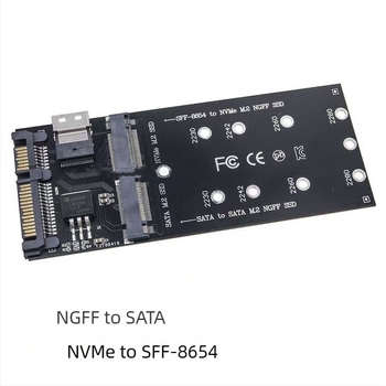 Adapterkártya SATA M.2 NGFF SSD SATA interfészhez és NVMe M.2 SSD SFF-8654-hez