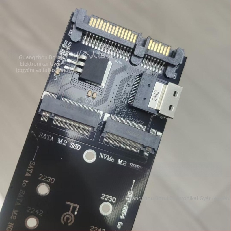 Adapterkártya SATA M.2 NGFF SSD SATA interfészhez és NVMe M.2 SSD SFF-8654-hez