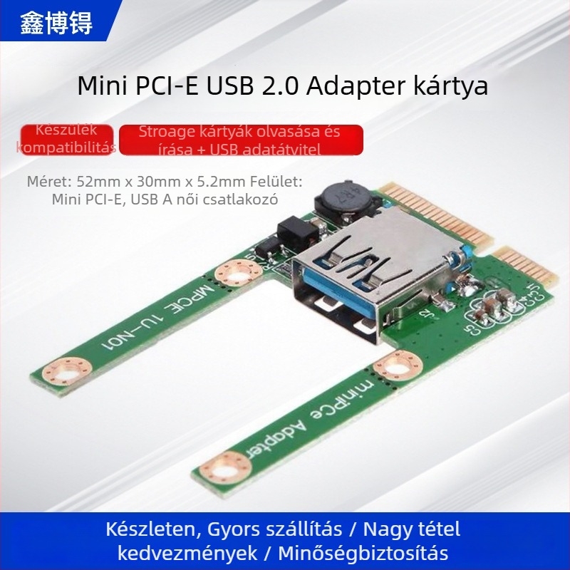 Mini PCIe USB 3.0 adapterkártya, félmagasságú és teljes magasságú, modell MU-01