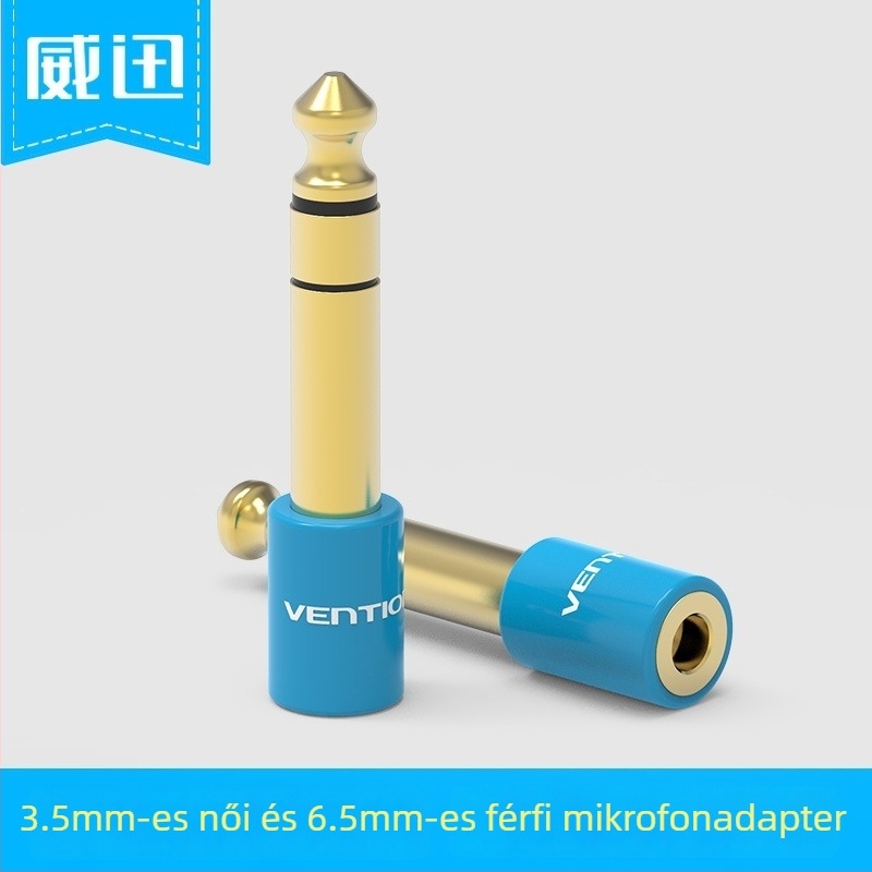 Weixun 3.5mm-től 6.5mm-ig audio adapter, 3.5mm női csatlakozó, 6.5mm férfi, rézmag, modell VAB-S01-L