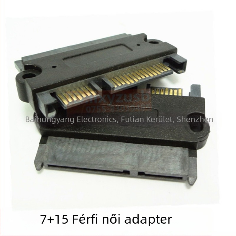 SATA 22P 7+15 férfi–nő adapter adatokhoz és áramellátáshoz, rézmag, egyetlen csatlakozó