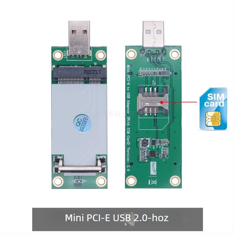 Mini PCIe USB 2.0 adapterkártya 3G/4G modulokhoz SIM/UIM tartóval — Modell MCA630, USB 2.0 interfész
