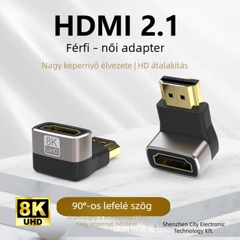 8K HDMI 90° adapter, férfi–női