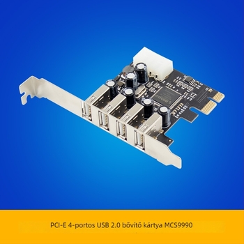 Sunweit SE-U29990B-4U PCIe x1 USB 2.0 négyportos bővítőkártya ASIX MCS9990, meghajtó nélküli