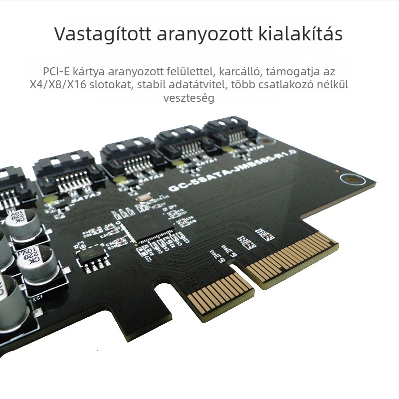 PCIe SATA bővítő kártya, 5 SATA3.0 porttal, JMB585 vezérlő, 6Gbps adatátvitel