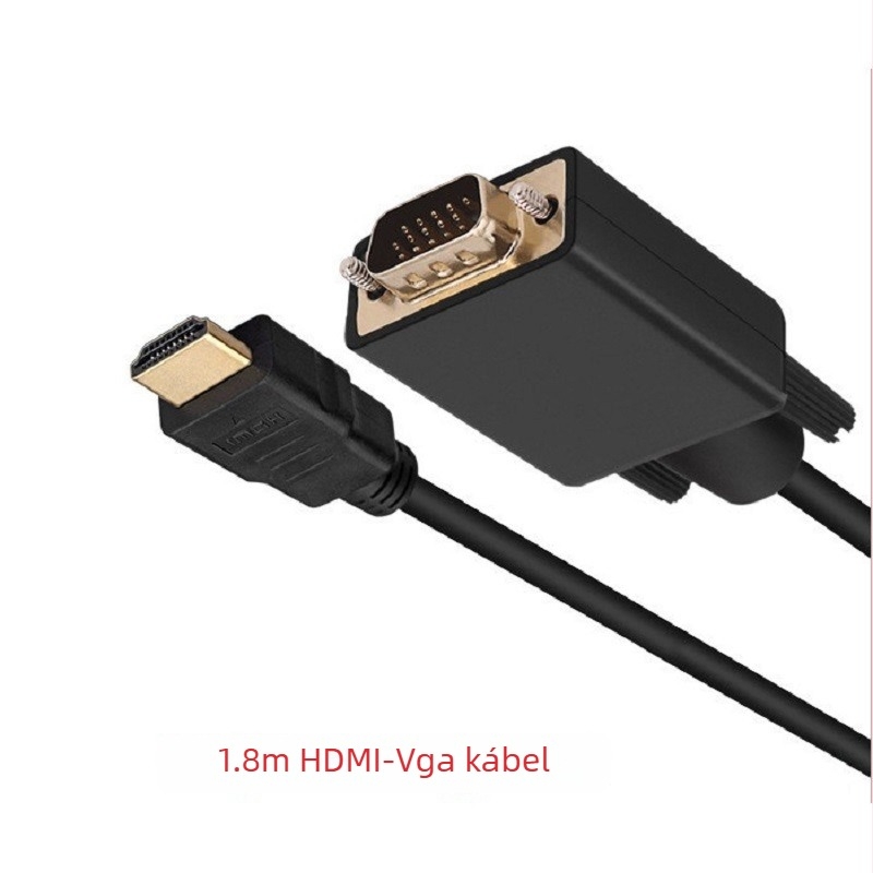 HDMI–VGA adapterkábel, 1.8 m hosszú, chip 5210, 1080P támogatás, rézmag