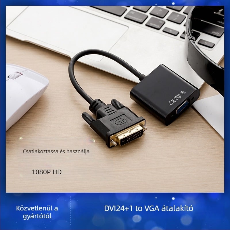 HYX-110 DVI férfi–női adapterkábel, rézmag, 24+1 érintkező, chip