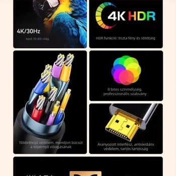 Type-C HDMI-kábel, 4K-támogatás, 10Gbps, rézmag, laptop kijelzőkimeneti adapterkábel