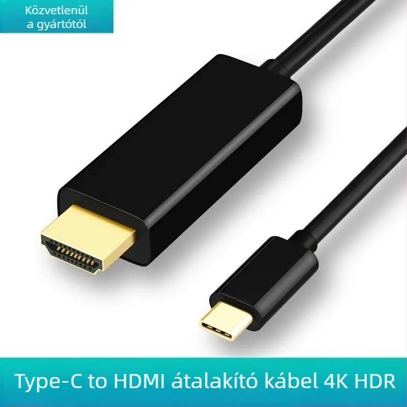 Type-C HDMI-kábel, 4K-támogatás, 10Gbps, rézmag, laptop kijelzőkimeneti adapterkábel
