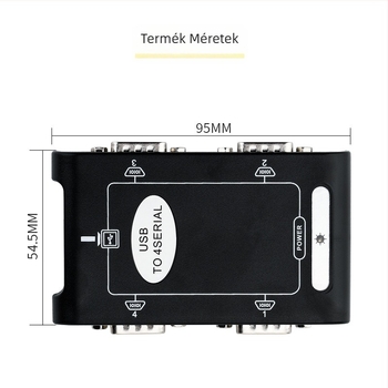 USB-RS232 4-portos soros adapter kábel, USB 2.0, rézmag