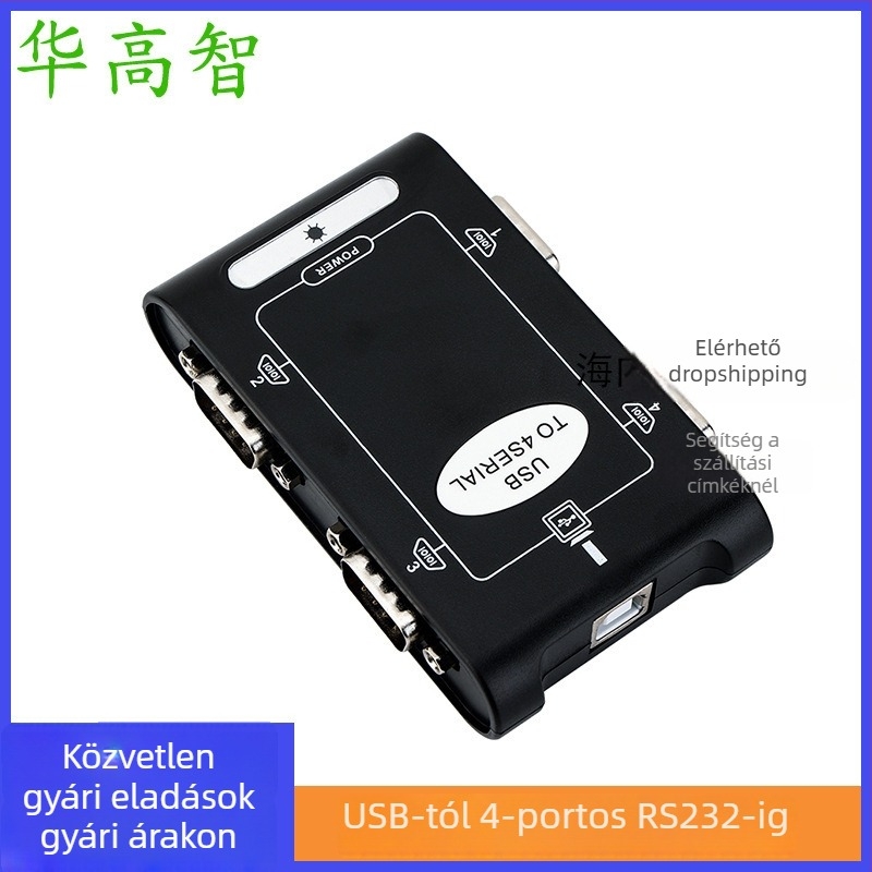 USB-RS232 4-portos soros adapter kábel, USB 2.0, rézmag