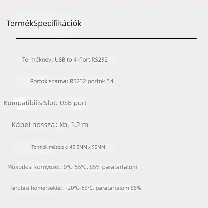 USB-RS232 4-portos soros adapter kábel, USB 2.0, rézmag