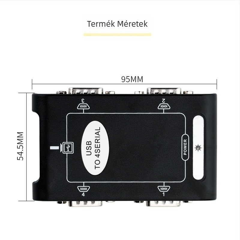 USB-RS232 4-portos soros adapter kábel, USB 2.0, rézmag