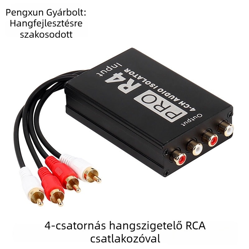 R4 4-utas audió izolátor Lotus RCA interfésszel autóhoz — rézmag, 90 mm, 1x3 osztás