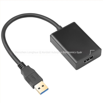 USB 3.0 HDMI/VGA videó adapter kábel, HDMI interfész, 1080p támogatás, rézmag, hossz 0.2 m