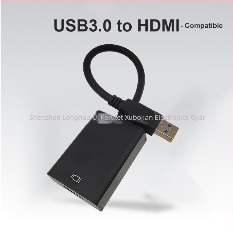 USB 3.0 HDMI/VGA videó adapter kábel, HDMI interfész, 1080p támogatás, rézmag, hossz 0.2 m