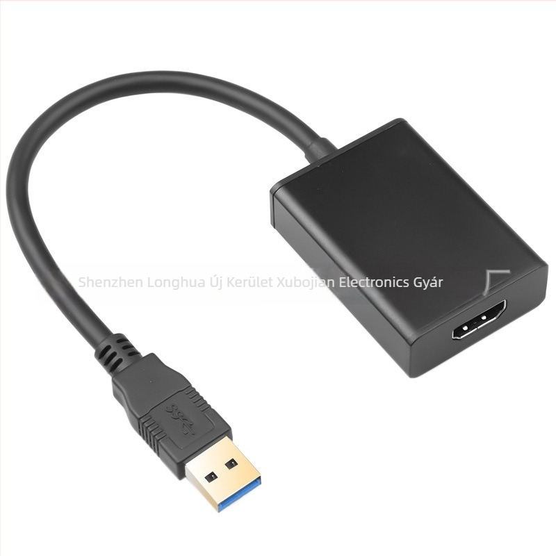 USB 3.0 HDMI/VGA videó adapter kábel, HDMI interfész, 1080p támogatás, rézmag, hossz 0.2 m