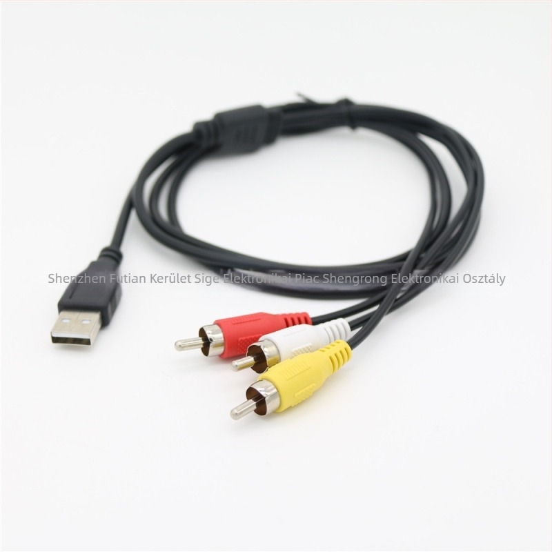 USB‑RCA AV kábel, adapter kábel, USB 2.0 interfész, rézmag, hossz 1,5 m
