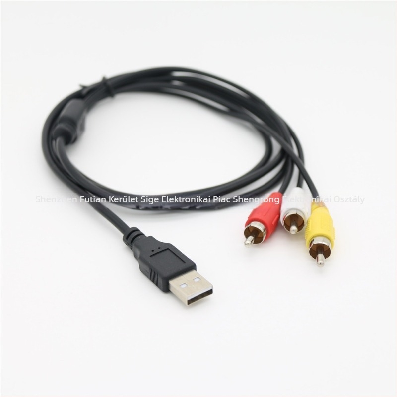 USB‑RCA AV kábel, adapter kábel, USB 2.0 interfész, rézmag, hossz 1,5 m