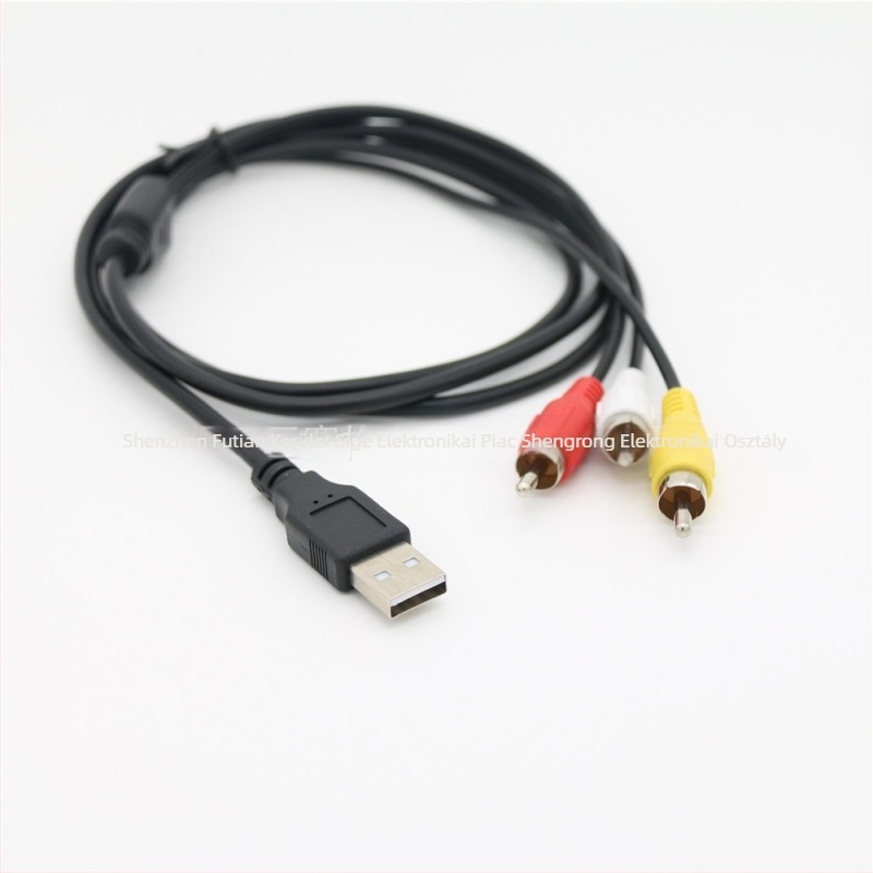 USB‑RCA AV kábel, adapter kábel, USB 2.0 interfész, rézmag, hossz 1,5 m