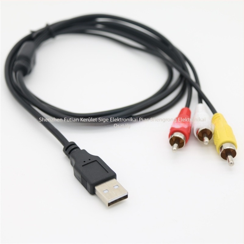 USB‑RCA AV kábel, adapter kábel, USB 2.0 interfész, rézmag, hossz 1,5 m